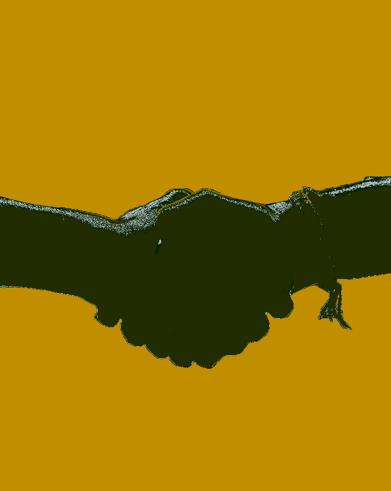 業務部門照片：以握手的象徵公司與客戶之間的合作，互相信賴。